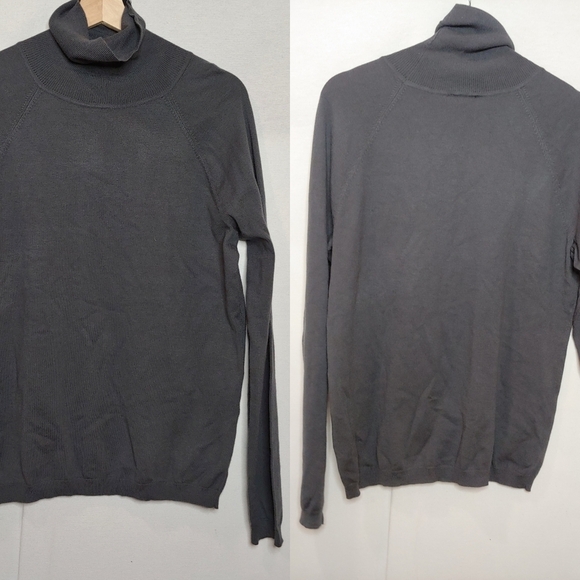 Talbots turtleneck Sweater Long Sleeve Shirt Gray Rayon Nylon Blend New Large - Picture 1 of 9
